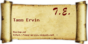 Tass Ervin névjegykártya